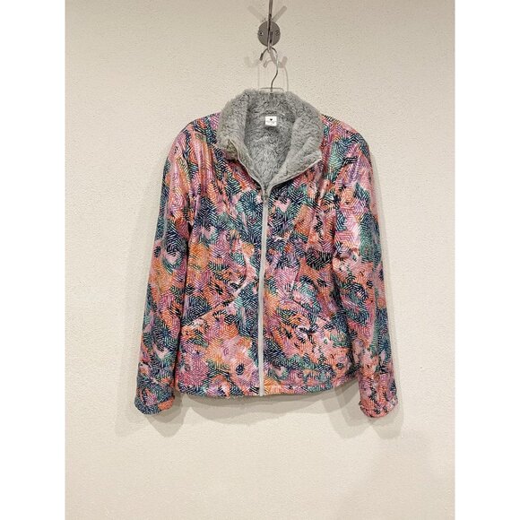 Obermeyer Tetra System Jacket Womens 10 Fleece Lined Zip Front Geometric Winter - Picture 1 of 4